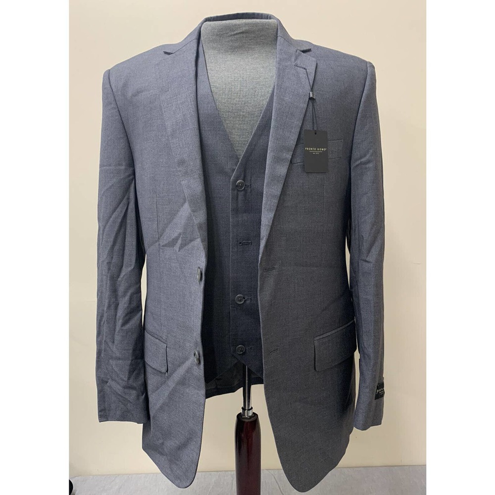 NEW $250 Grey PRONTO UOMO blazer jacket sport suit coat & Vest 38R FS Charity